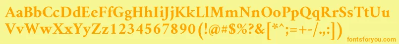 フォントAmiriBold – オレンジの文字が黄色の背景にあります。