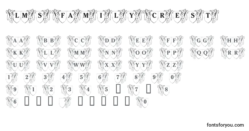 Schriftart LmsFamilyCrest – Alphabet, Zahlen, spezielle Symbole