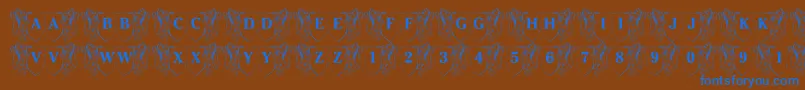 LmsFamilyCrest Font – Blue Fonts on Brown Background