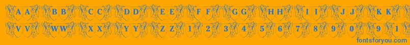 LmsFamilyCrest-Schriftart – Blaue Schriften auf orangefarbenem Hintergrund