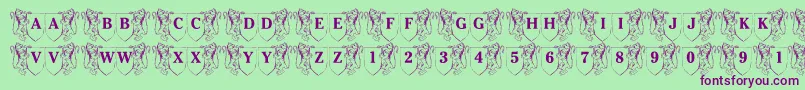 fuente LmsFamilyCrest – Fuentes Moradas Sobre Fondo Verde