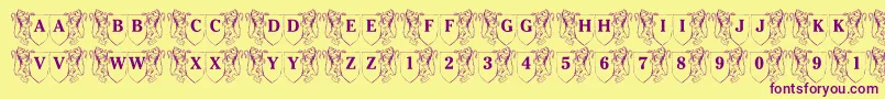 フォントLmsFamilyCrest – 紫色のフォント、黄色の背景