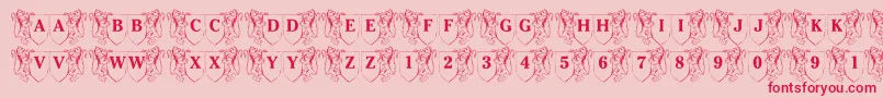 Fonte LmsFamilyCrest – fontes vermelhas em um fundo rosa