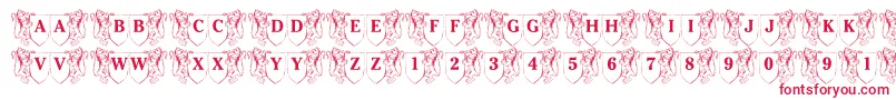 LmsFamilyCrest-fontti – punaiset fontit valkoisella taustalla