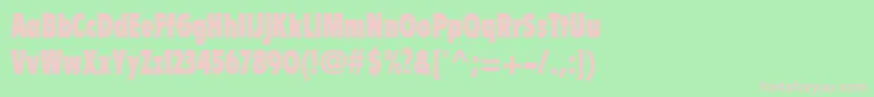 FlyerLtExtraBlackCondensed-fontti – vaaleanpunaiset fontit vihreällä taustalla