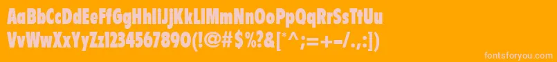 FlyerLtExtraBlackCondensed-Schriftart – Rosa Schriften auf orangefarbenem Hintergrund