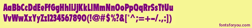 FlyerLtExtraBlackCondensed Font – Purple Fonts on Yellow Background