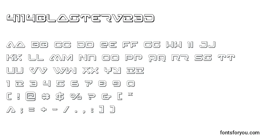 Schriftart 4114blasterv23D – Alphabet, Zahlen, spezielle Symbole