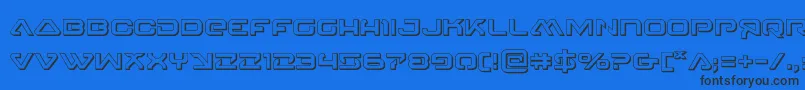 4114blasterv23D-Schriftart – Schwarze Schriften auf blauem Hintergrund