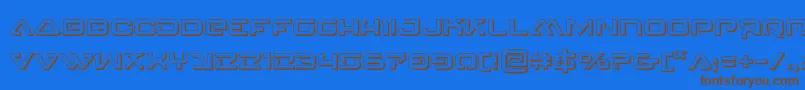 フォント4114blasterv23D – 茶色の文字が青い背景にあります。