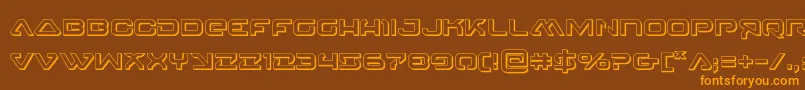 More about 4114blasterv23D Font 4114blasterv23D Font – Orange Fonts on Brown Background