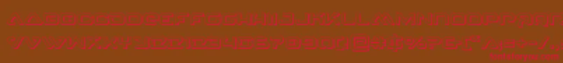 フォント4114blasterv23D – 赤い文字が茶色の背景にあります。