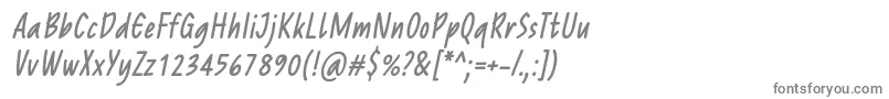 ReprineatoRegularItalic-fontti – harmaat kirjasimet valkoisella taustalla