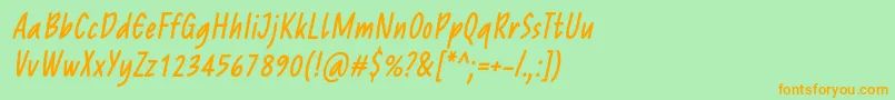 Fonte ReprineatoRegularItalic – fontes laranjas em um fundo verde