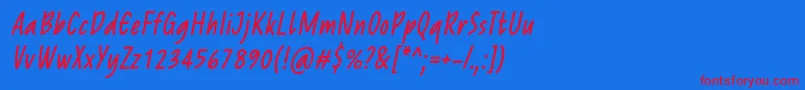 ReprineatoRegularItalic Font – Red Fonts on Blue Background