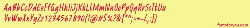 ReprineatoRegularItalic-Schriftart – Rote Schriften auf gelbem Hintergrund