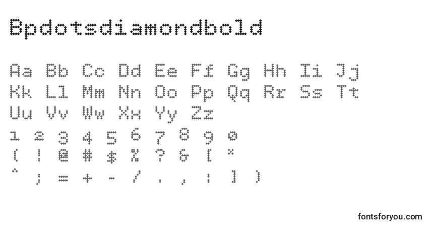 Fuente Bpdotsdiamondbold - alfabeto, números, caracteres especiales