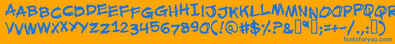 フォントMouthBreatherBb – オレンジの背景に青い文字