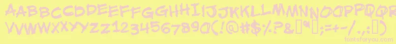 MouthBreatherBb-fontti – vaaleanpunaiset fontit keltaisella taustalla