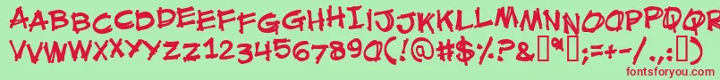 MouthBreatherBb-fontti – punaiset fontit vihreällä taustalla