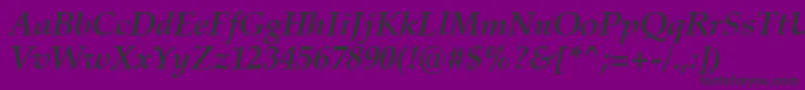 Шрифт ZapfCalligraphic801BoldItalicSwa – чёрные шрифты на фиолетовом фоне
