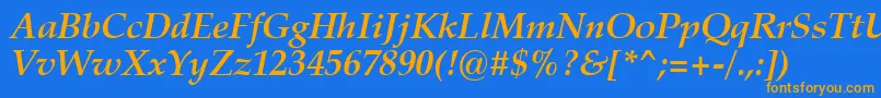 ZapfCalligraphic801BoldItalicSwa Font – Orange Fonts on Blue Background