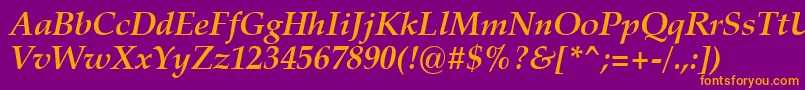 ZapfCalligraphic801BoldItalicSwa Font – Orange Fonts on Purple Background