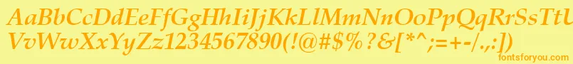 ZapfCalligraphic801BoldItalicSwa Font – Orange Fonts on Yellow Background