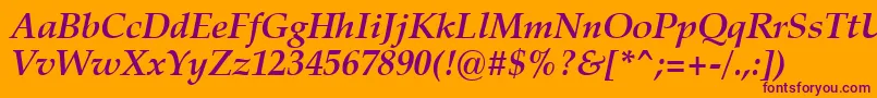 ZapfCalligraphic801BoldItalicSwa Font – Purple Fonts on Orange Background
