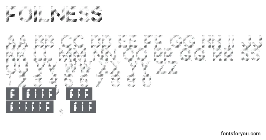 Schriftart Foilness – Alphabet, Zahlen, spezielle Symbole