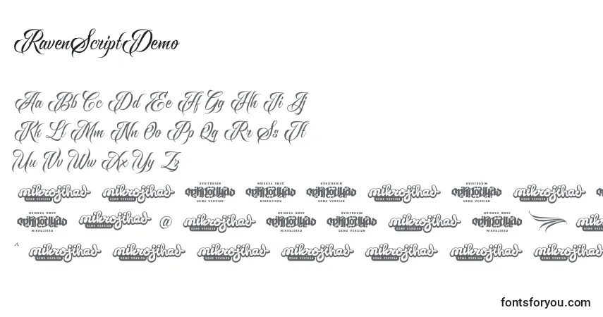 RavenScriptDemo Font – alphabet, numbers, special characters