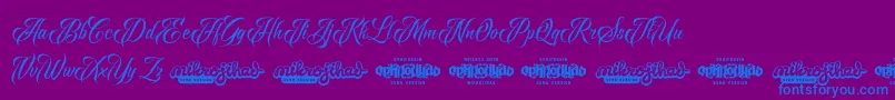 RavenScriptDemo-Schriftart – Blaue Schriften auf violettem Hintergrund