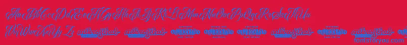 RavenScriptDemo Font – Blue Fonts on Red Background