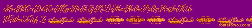 RavenScriptDemo Font – Orange Fonts on Purple Background