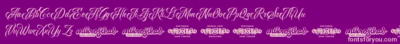 RavenScriptDemo Font – Pink Fonts on Purple Background