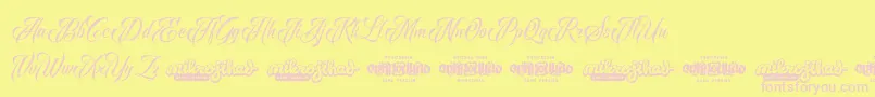 RavenScriptDemo Font – Pink Fonts on Yellow Background