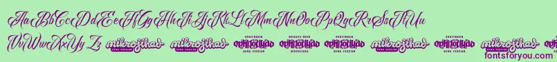 RavenScriptDemo Font – Purple Fonts on Green Background