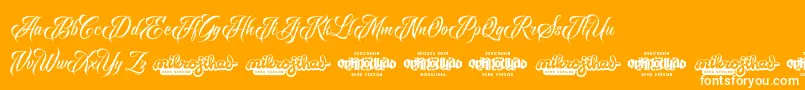 RavenScriptDemo-Schriftart – Weiße Schriften auf orangefarbenem Hintergrund