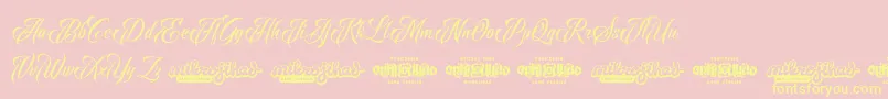 RavenScriptDemo-Schriftart – Gelbe Schriften auf rosa Hintergrund