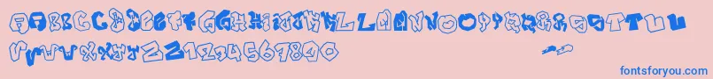 JokerSize-Schriftart – Blaue Schriften auf rosa Hintergrund