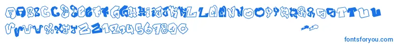 JokerSize-Schriftart – Blaue Schriften auf weißem Hintergrund
