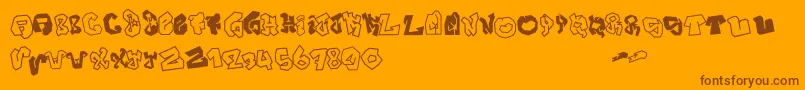 JokerSize-Schriftart – Braune Schriften auf orangefarbenem Hintergrund
