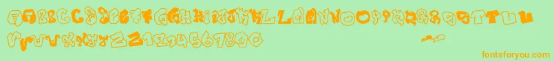 JokerSize-Schriftart – Orangefarbene Schriften auf grünem Hintergrund