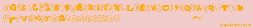 フォントJokerSize – オレンジの文字がピンクの背景にあります。