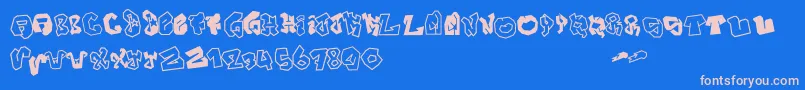 JokerSize-Schriftart – Rosa Schriften auf blauem Hintergrund