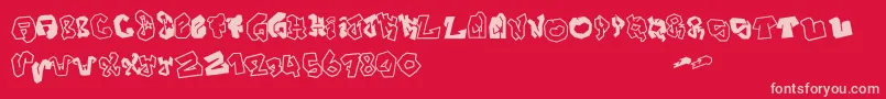 JokerSize-fontti – vaaleanpunaiset fontit punaisella taustalla