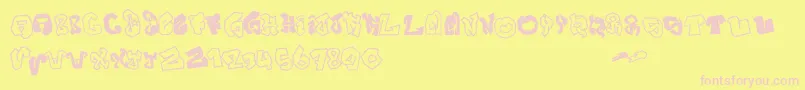 JokerSize-fontti – vaaleanpunaiset fontit keltaisella taustalla