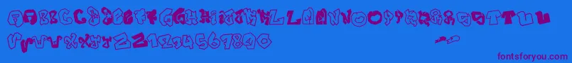 JokerSize-Schriftart – Violette Schriften auf blauem Hintergrund