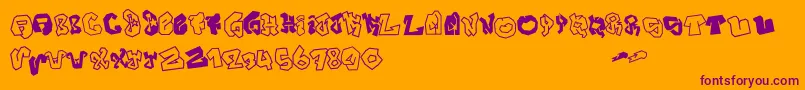 Czcionka JokerSize – fioletowe czcionki na pomarańczowym tle