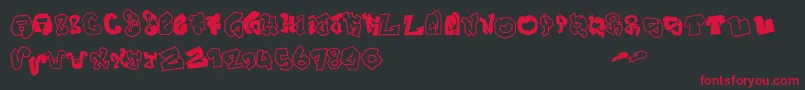 JokerSize-Schriftart – Rote Schriften auf schwarzem Hintergrund